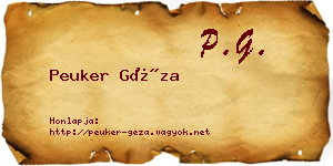 Peuker Géza névjegykártya